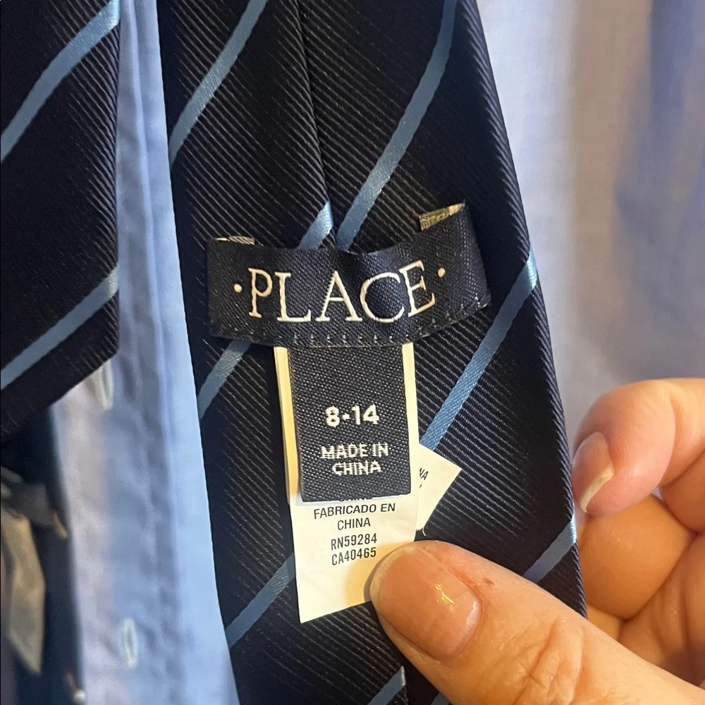 Ralph Lauren Blue Dress Shirt with Embroidered Logo- set of 4 neckties